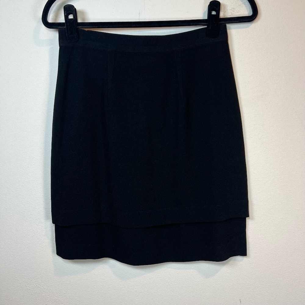 Zelda Vintage Layered Pencil Skirt Black Zip Lined Mini Career Office USA Size 6
